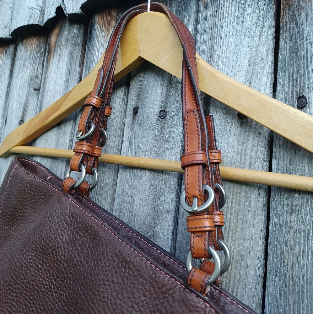 Vintage Y2k Coach Chelsea shoulder bag brown pink cowhide leather & hangtag